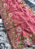 Silk Pink Party Wear Cut Work Saree